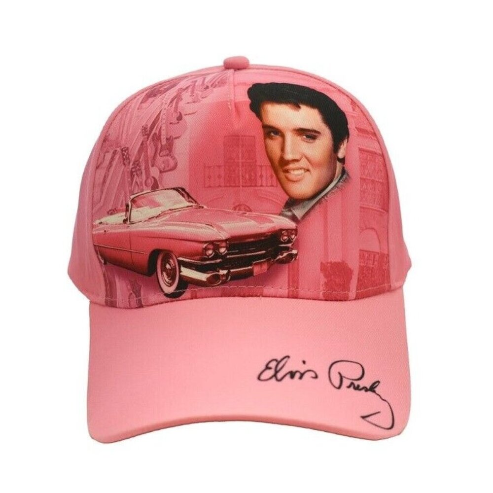 New Elvis Presley Pink Cadillac Baseball Hat Cap Gift NWT Guitars Photo Smile